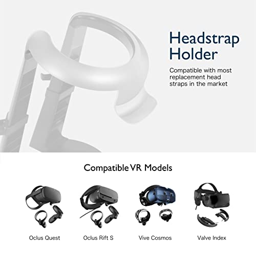 TNP VR Headset Stand for Oculus Quest 2 Holder Touch Controller Display Stand Docking Station White, Meta Quest 2/ Quest/Rift/Rift S/Samsung Odyssey VR Stand/Valve Index/HTC Vive/Valve Index