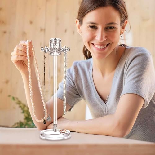 Amazing Abby - Temptation - Necklace Holder Stand with Spinning Hook Design, Jewelry Organizer Stand, Bracelet Tree Display, Perfect Storage Solution for Necklaces, Bracelets, Rings, and More