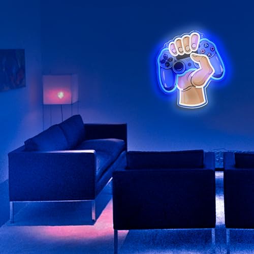 Game Controller Neon Sign for Gamer Room Decor USB Powered Dimmable LED Game Neon Lights for Boys Teen Bedroom Decorations, Game Room Accessories Wall Decor Birthday Gifts(White)