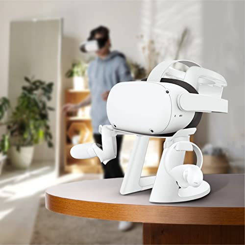 TNP VR Headset Stand for Oculus Quest 2 Holder Touch Controller Display Stand Docking Station White, Meta Quest 2/ Quest/Rift/Rift S/Samsung Odyssey VR Stand/Valve Index/HTC Vive/Valve Index