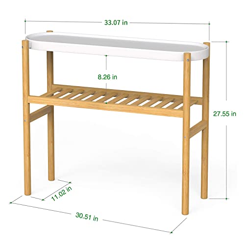 Wisuce Bamboo Shelf Indoor, 2 Tier Window Tall Stand Table for Multiple Plants…