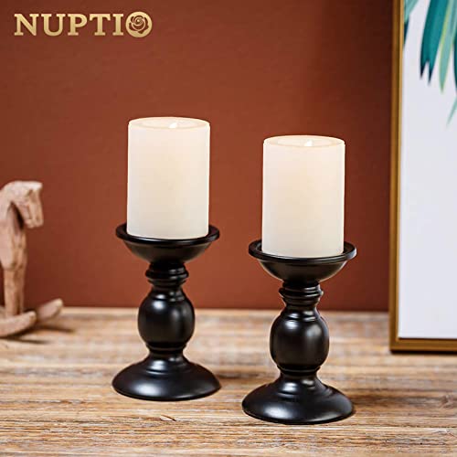 2 Pcs Black Pillar Candle Holders, Most Ideal for 3" Pillar Candles, Gifts for Wedding, Party, Home, Spa, Reiki, Votive Candle (2 x S)