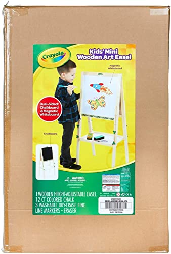 Crayola Kids Mini Wooden Art Easel & Supplies, Toddler Toys, Gift for Kids, Ages 3, 4, 5, 6