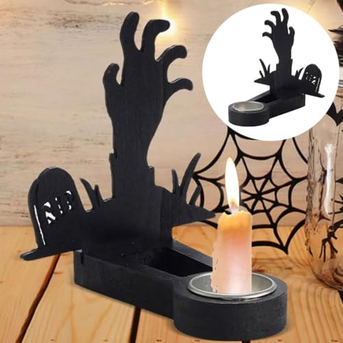 Halloween Shadow Caster Candlestick Holder - Tealight Candle Holders with Shadow for Desktop, Mantel, Bedroom,Halloween Party