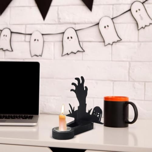 Halloween Shadow Caster Candlestick Holder - Tealight Candle Holders with Shadow for Desktop, Mantel, Bedroom,Halloween Party