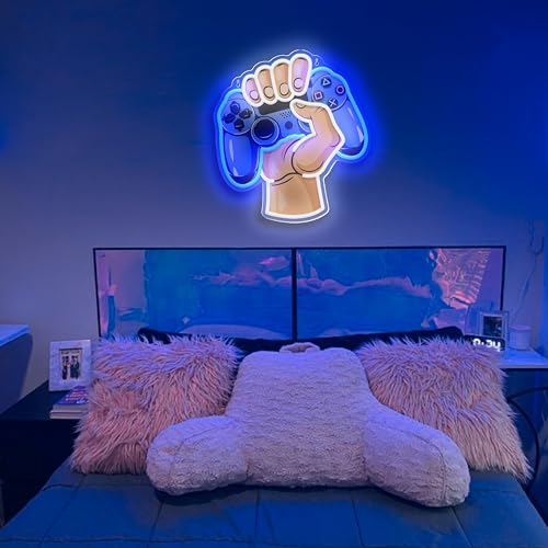 Game Controller Neon Sign for Gamer Room Decor USB Powered Dimmable LED Game Neon Lights for Boys Teen Bedroom Decorations, Game Room Accessories Wall Decor Birthday Gifts(White)