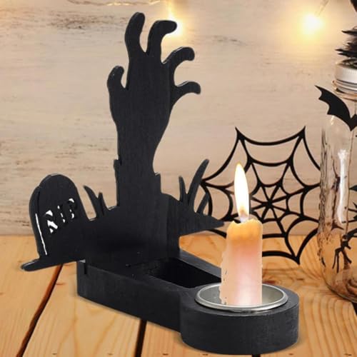 Halloween Shadow Caster Candlestick Holder - Tealight Candle Holders with Shadow for Desktop, Mantel, Bedroom,Halloween Party