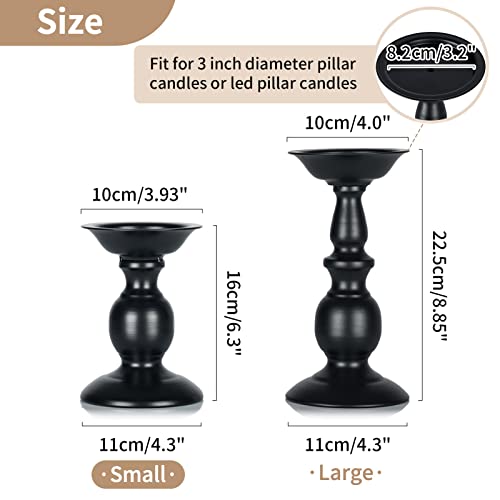 2 Pcs Black Pillar Candle Holders, Most Ideal for 3" Pillar Candles, Gifts for Wedding, Party, Home, Spa, Reiki, Votive Candle (2 x S)