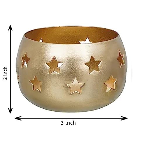 B H Handicrafts Handmade Votive Gold Tealight Candle Holders Stand Decorative Tabletop Pillar Candlestick for Wedding Decoration Vintage Style Perfect for Centerpieces Home Decor Gifts (Pack of 1)