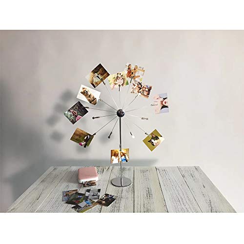 Mollytek Desktop Photo Holder With Clips Postcard Gift Card Picture Display Stand Decor Photo Tree Stand for Table Display Sky Wheel Romantic Design with Plated Wire and 14 Photo Metal Clips