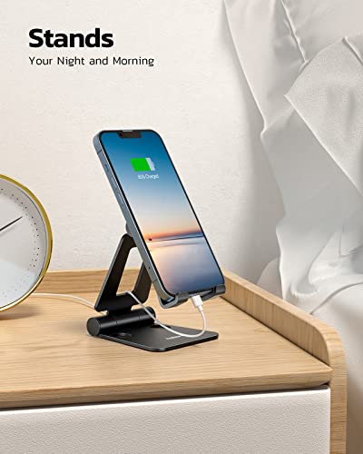 Nulaxy Dual Folding Cell Phone Stand, Fully Adjustable Foldable Desktop Phone Holder Cradle Dock Compatible with Phone 16 15 14 13 12 11 Pro Xs Xs Max Xr X 8, Nintendo Switch, All Phones