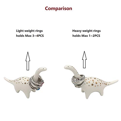 OYLZ Adorable Little Ceramic Dinosaur Jewelry Ring Holder,Engagement Ring and Wedding Ring Display Holder Stand