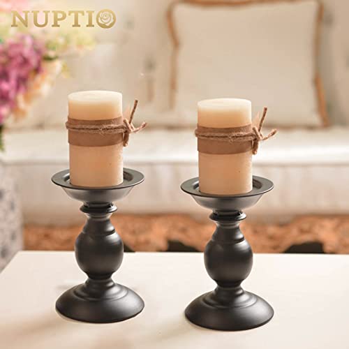 2 Pcs Black Pillar Candle Holders, Most Ideal for 3" Pillar Candles, Gifts for Wedding, Party, Home, Spa, Reiki, Votive Candle (2 x S)