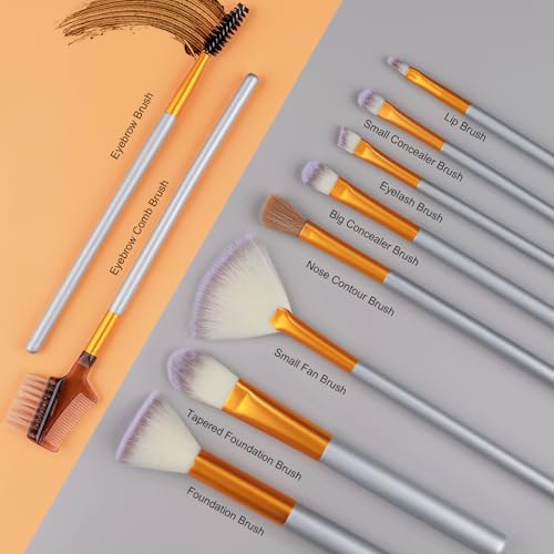 Makeup Brush Set,VANDER 24pcs Premium Synthetic Makeup Brushes for Foundation, Professional Eyeshadow, Eyeliner, Concealer Make up Brush Kit with Cloth Travel Makeup bag, Champagne