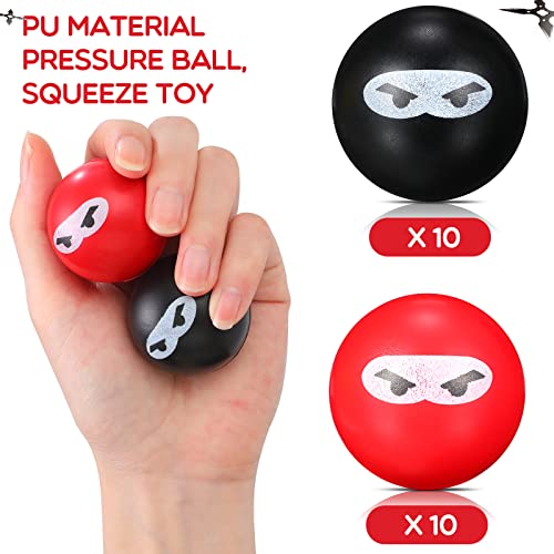 20 Pieces Ninja Stress Relief Balls Sensory Stress Balls Bulk for Kids and Adults PU Squeeze Stretchy Balls Soft Fidget Toy for Carnival Reward Party Bag Xmas Gift