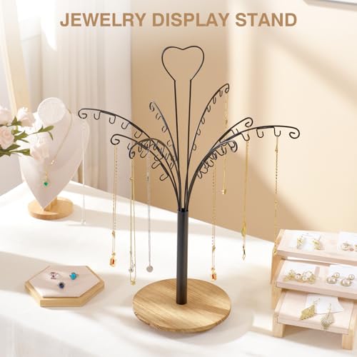 BNING Necklace Holder, Rotating Necklace Display Stand 48 Hooks for Long Necklaces Organizer, Bracelets Holder Keychains Display - Large Capacity Jewelry Necklace Display for Vendors Selling