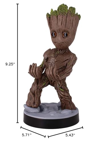 Exquisite Gaming: Guardians of The Galaxy: Toddler Groot - Original Mobile Phone & Gaming Controller Holder, Device Stand, Cable Guys, Marvel Licensed Figure, Black