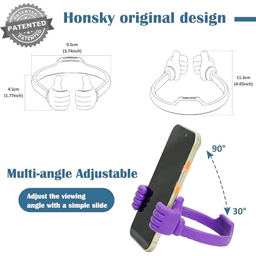 Honsky Thumbs-up Phone Stand for Tablets, E-Readers and Smart Phones - 2 Pack - Green, Purple