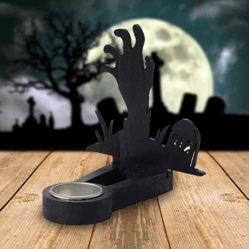 Halloween Shadow Caster Candlestick Holder - Tealight Candle Holders with Shadow for Desktop, Mantel, Bedroom,Halloween Party