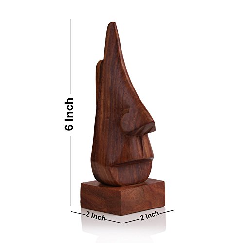 WhopperOnline classic hand made sheesham wood nose shaped Spectacle / Eyeglass display holder stand decorative for home and office (Brown, 6 inch), Birthday and Thanksgiving witty item for loved ones