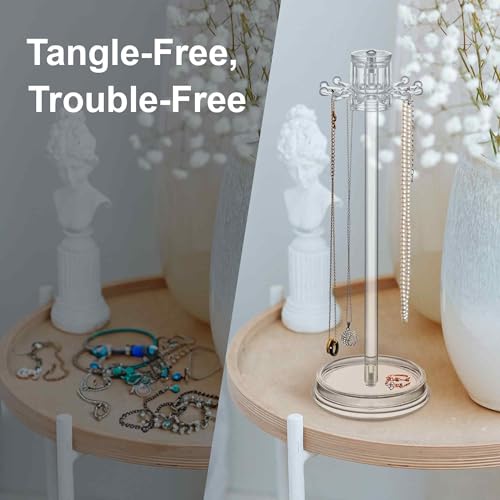 Amazing Abby - Temptation - Necklace Holder Stand with Spinning Hook Design, Jewelry Organizer Stand, Bracelet Tree Display, Perfect Storage Solution for Necklaces, Bracelets, Rings, and More