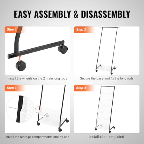 VEVOR Brochure Display Rack, 6-Tier Magazine Literature Display Stand, Floor Standing Magazine Rack Newspaper Catalog Holders, Movable with 4 Wheels (2 Lockable) for Shop Exhibitions Office, 6 Pockets