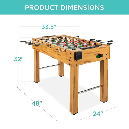 Best Choice Products 48in Competition Sized Foosball Table, Arcade Table Soccer for Home, Game Room, Arcade w/ 2 Balls, 2 Cup Holders - Light Brown