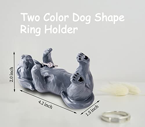 dgudgu 2 Dog Ring Holder for Jewelry Animal Ring Stand Engagement Ring and Wedding Ring Display Holder Stand God Lover Gift For Women