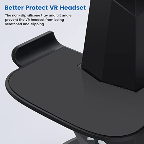 Lampelc Headset Charging Dock, VR Display Stand for Meta/Oculus Quest 2, Rift/Rift S, HTC Vive, Valve Index Headset, Touch Controllers and VR Accessories, with LED Lights, Type C Charging Port