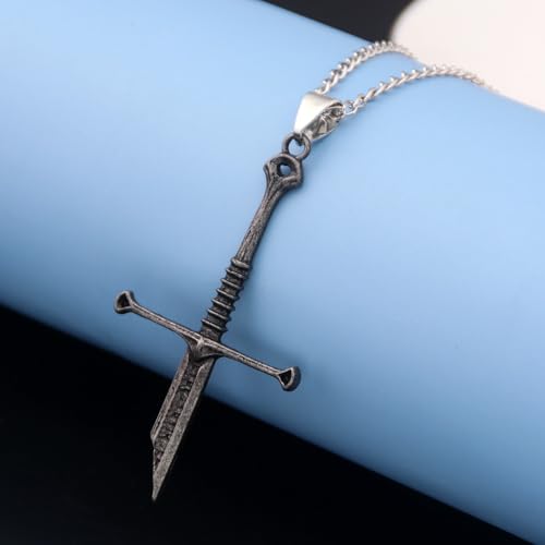 SONGCHANGJEWELRY Narsil Broken Sword Necklace - The Hobbit - The Lord of the Rings - LOTR Lord Power Pendant - Gothic Cosplay Jewelry Accessories Gift for Man Woman Fans