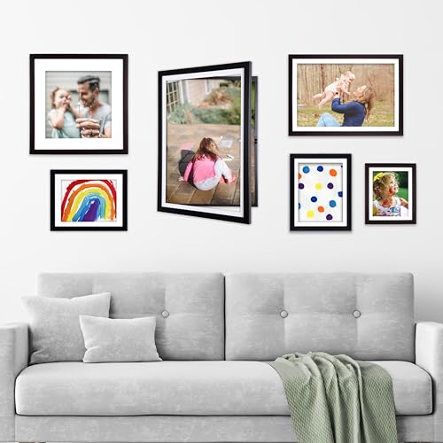 Dynamic Frames Li’l Davinci Art Cabinet, Stores up to 50 Pieces of 8.5 x 11 inch Art, Outer Wooden Frame Dimensions 11.75 x 14.75 inches, Changeable Kids Art Frame, Front Opening, Black