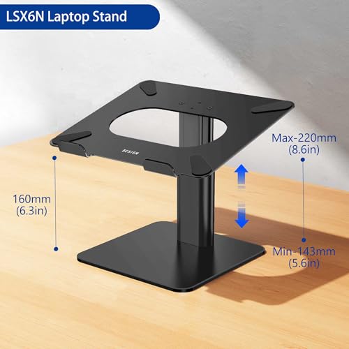 BESIGN LSX6N Laptop Stand, Ergonomic Adjustable Notebook Riser Holder, Computer Stand Compatible with Air, Pro, Dell, HP, Lenovo More 10-15.6" Laptops, Black