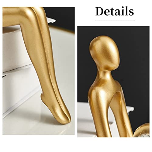 Prettidecor Gold Home Decor Thinker Statue Accents, Set of 3 Thinker Sculptures Office Decor Modern Abstract Resin Decoration on Shelf Table Desk for Living Room Office Bedroom (Small Gold)