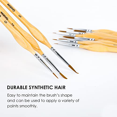 Grabie Paint Brush Set, Miniature Detail, 11 Pcs for Oil, Acrylic, Watercolor and Gouache, Nylon Hair Paint Brush With Natural Wood Handle, Great for Beginners and Professionals