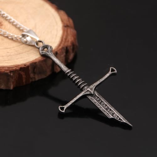 SONGCHANGJEWELRY Narsil Broken Sword Necklace - The Hobbit - The Lord of the Rings - LOTR Lord Power Pendant - Gothic Cosplay Jewelry Accessories Gift for Man Woman Fans