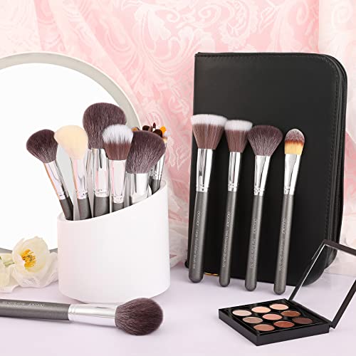 Docolor Professional Makeup Brush Set 29Pcs Makeup Brushes Valentines Day Gifts Premium Goat Synthetic Fiber Foundation Face Powder Blush Concealer Eyeshadows Make Up Brushes with PU Leather Case