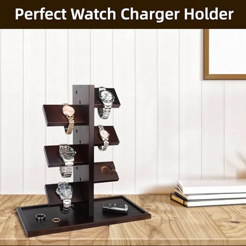 Watch Holder Stand Charging Station ,Watch Display Tower Jewelry Organizer for Rings, Necklaces, Coins Gifts for Men Women