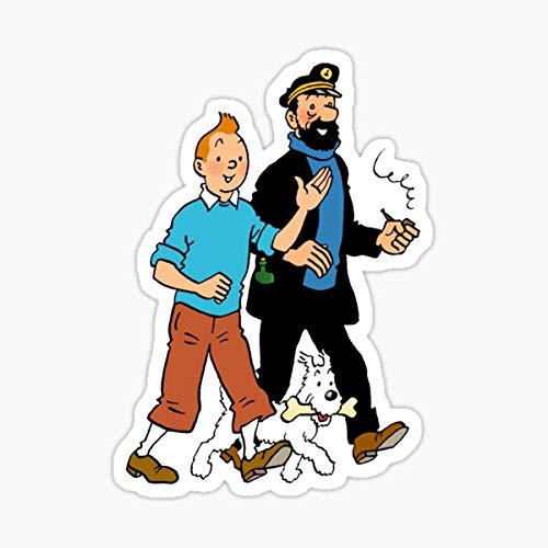 Tintin and Captain Haddock Sticker - Sticker Graphic - Auto, Wall, Laptop, Cell, Truck Sticker for Windows, Cars, Trucks