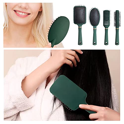 4 Pcs Hair Brush Gifts Set for Women,Detangling Hairbrush for Women and Kids,Flexible Soft Pin Bristles for Long Thick Curly Wavy Dry Damaged Hair