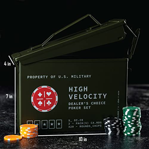 TITAN LSO Poker Set | Tactile Box Contains THE ULTIMATE Poker Set - Playing Cards, Poker Chips Set & More | Case and Set Also for Texas Holdem, Blackjack Plus | Groomsmen Gifts for Men (With Dice)