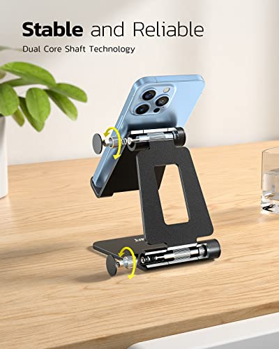 Nulaxy Dual Folding Cell Phone Stand, Fully Adjustable Foldable Desktop Phone Holder Cradle Dock Compatible with Phone 16 15 14 13 12 11 Pro Xs Xs Max Xr X 8, Nintendo Switch, All Phones