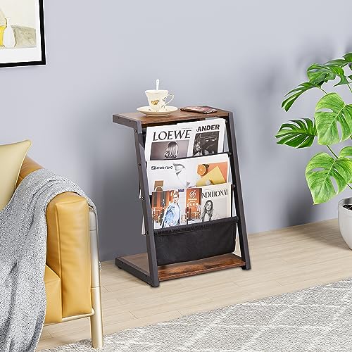 JOIN IRON Storage Bookshelf, Detachable Brochure Display Stand, Floor-Standing Magazine Rack with 4 Pockets, Newspaper Stand Easy to Move Easy to Assemble Compartments for Living Room