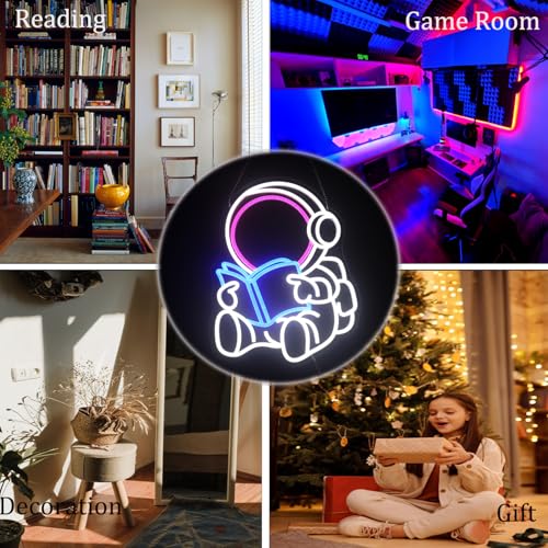 Astronaut Book Neon Sign, Astronaut Led Sign, Custom Neon Sign, Book Store Wall Decor Kid's Room Game Room Wall Art Decor,Bookish LED Sign, Bookworm Reader Club Wall Decor Christmas Birthday Gifts