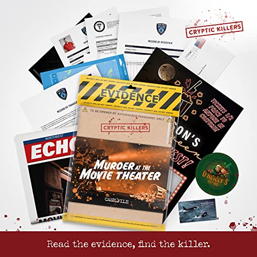 Cryptic Killers Unsolved Murder Mystery Game - Cold Case File Investigation - Detective Clues/Evidence - Solve The Crime - Individuals, Date Nights & Party Groups - Murder at The Movie Theater