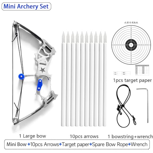 TIETHEKNOT Mini Archery Bow Set Right Hand Mini Compound Bow Mini Hunting Bow Metal Material Catapult RH/LH for Hunting Shooting Practice Archery Entertainment Fun