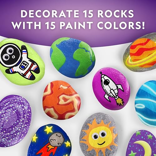 NATIONAL GEOGRAPHIC Glow in the Dark Rock Painting Kit - Arts & Crafts Kit for Kids, Decorate 15 River Rocks with 15 Paint Colors & More Art Supplies, Kids Craft, Kids Art Kit, Kids Activity Kit