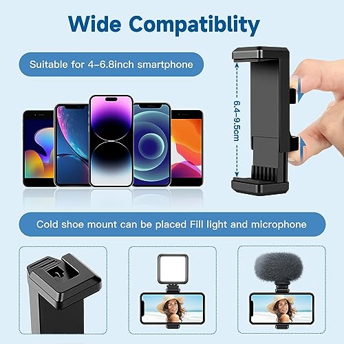 Phone Tripod Stand, 85" Tall Cellphone Tripod with Gooseneck Remote, Flexible Tripod Stand for iphone, Portable Phone Stand Tripod for Recording, Compatible with iPhone 14 13 12 pro Android Cell phone