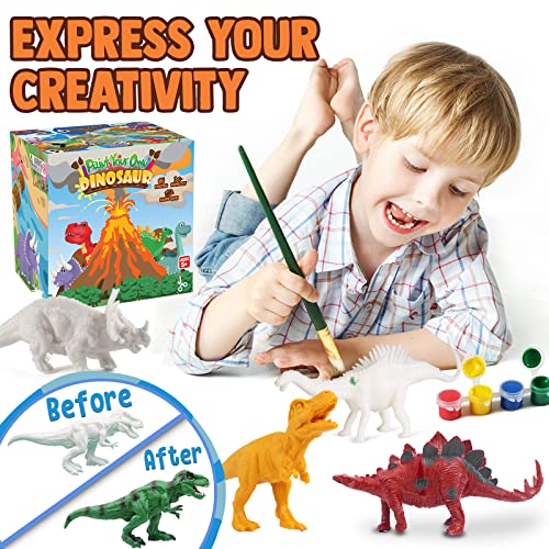 FUNZBO Dinosaur Toys for Kids 3-5, Painting Kits for Kids Ages 4-8 with Art Supplies, Arts and Crafts for Kids, Painting Set Toys for 6 7 8 9 10 11 12 Years Old Toddlers Boys Christmas Birthday Gifts