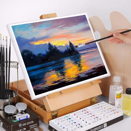 Louise Maelys Tabletop Easel Beechwood Art Easel for Painting Canvases Table Easel Stand for Painters Painting by Numbers, Students Beginners Artist Adults