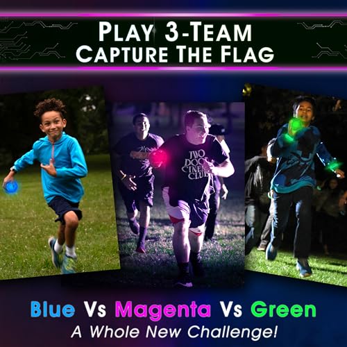 3-Team Expansion for Glow-in-The-Dark Capture The Flag Redux | Adds 4 Players & 1 Extra Team | Glow in The Dark Games | Light Up Kids Games Set | Outdoor Gifts for Girls 8-12+ | Go Team Magenta!